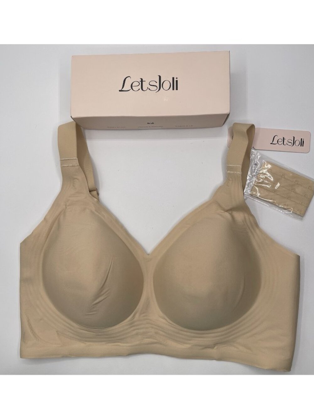 LetsJoli Buttery Smooth Wireless Seamless Lift‎ Bra Size Medium Nude Extender